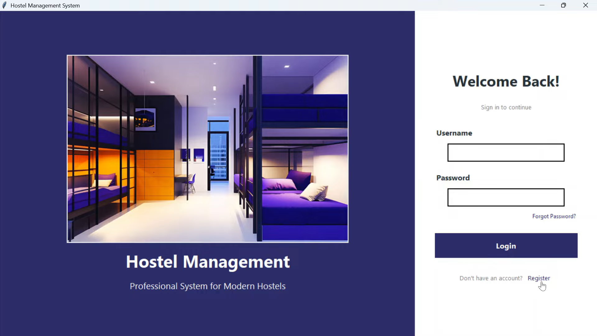 Hostel Management System Screenshot